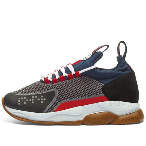 Versace Cross Chainer Sneaker Black, Navy, White & Red